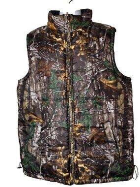Realtree Reversible Mens XL Puffer Vest Camo Gray Insulated Hunting Outdoor